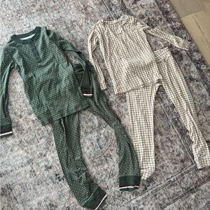 Kids Pajama Set - Green and Tan Checkered